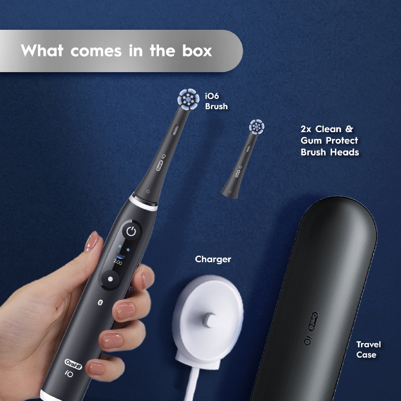 iO Series 6 Electric Toothbrush Black Lava (with 2 Refill Heads, Charger & Travel Case) 1s image