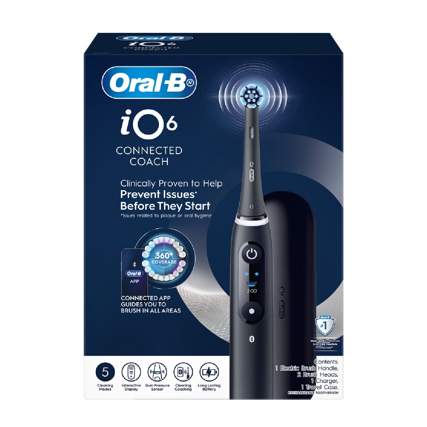 iO Series 6 Electric Toothbrush Black Lava (with 2 Refill Heads, Charger & Travel Case) 1s image