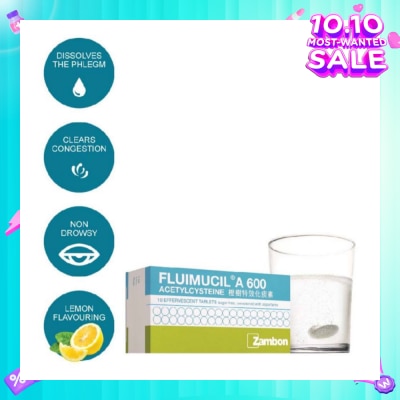 FLUIMUCIL A600mg Effervescent 10's