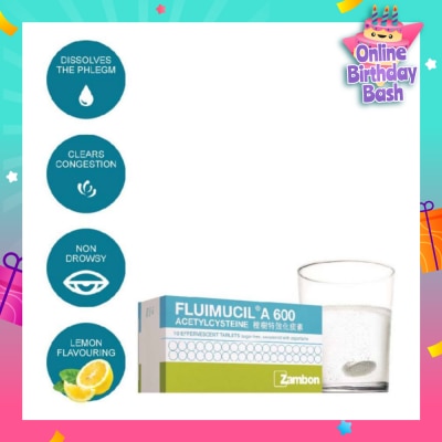 FLUIMUCIL A600mg Effervescent 10's