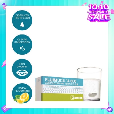 FLUIMUCIL A600mg Effervescent 10's
