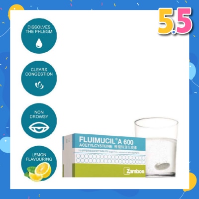 FLUIMUCIL A600mg Effervescent 10's