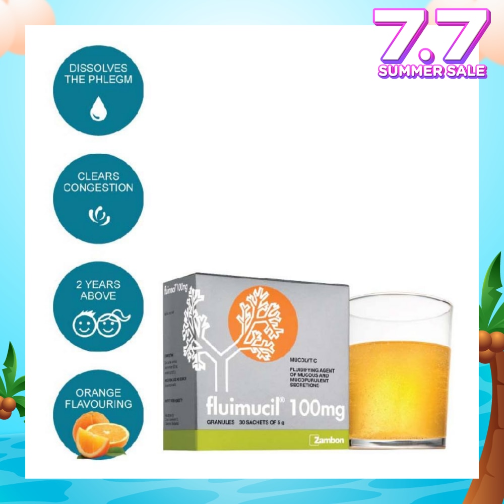 Granules Sachet 100mg Orange Flavour (Dissolves phlegm for 2 yrs to 6 yrs old) 30s