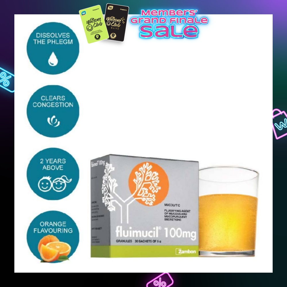 Granules Sachet 100mg Orange Flavour (Dissolves phlegm for 2 yrs to 6 yrs old) 30s