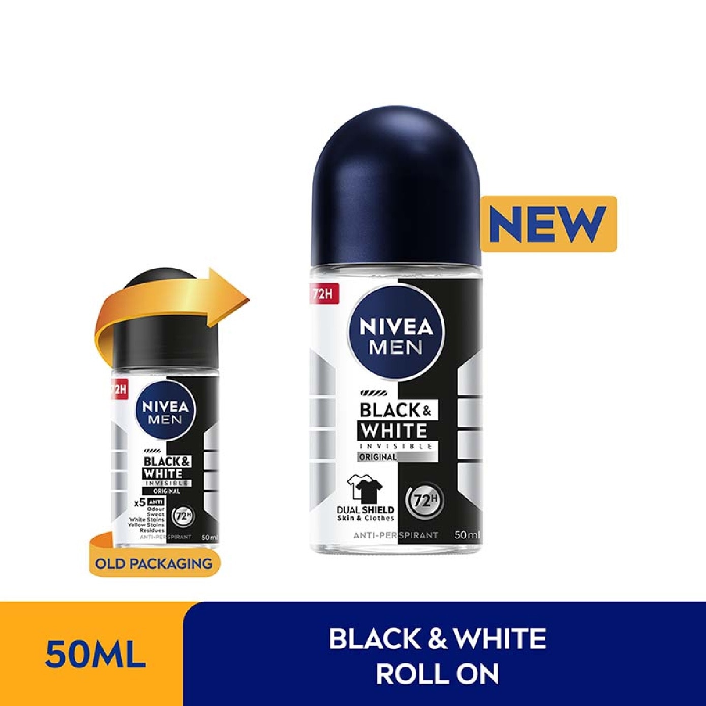 Deo (M) Roll-on Invisible Black White (Power) 50ml
