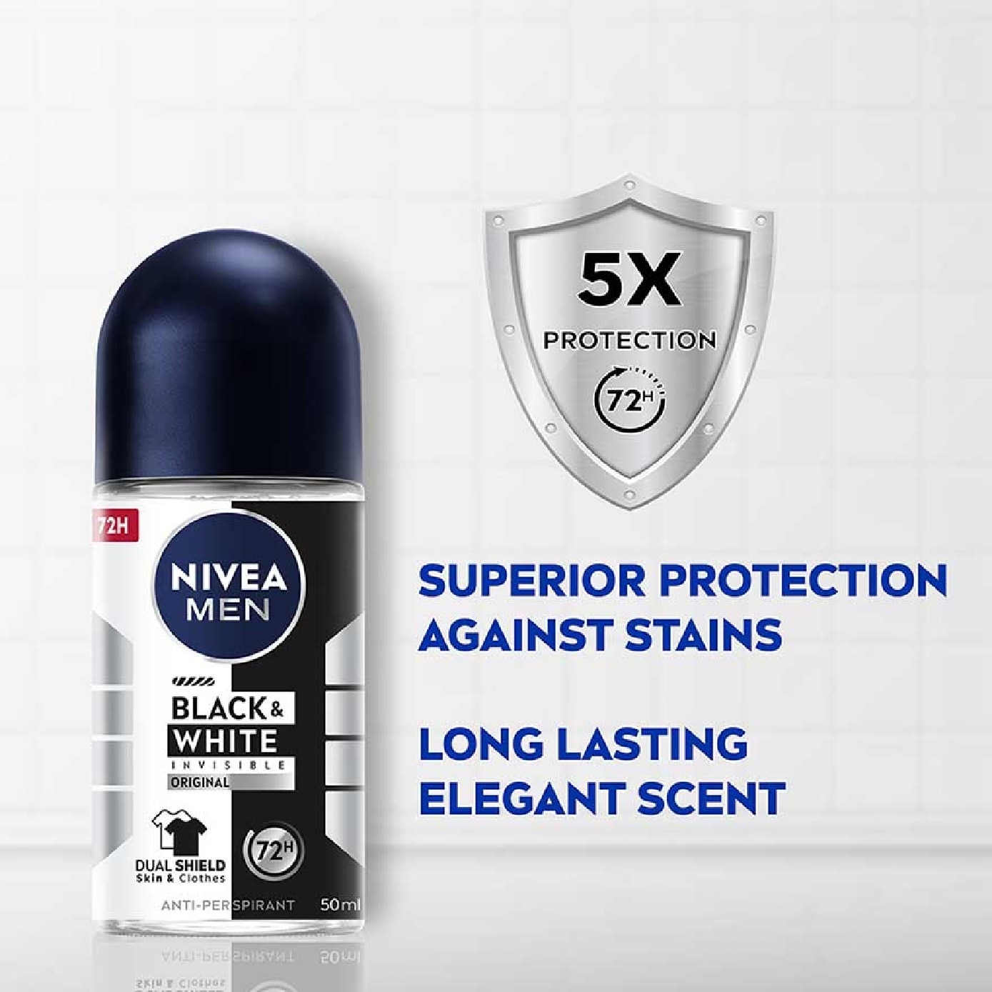 Deo (M) Roll-on Invisible Black White (Power) 50ml