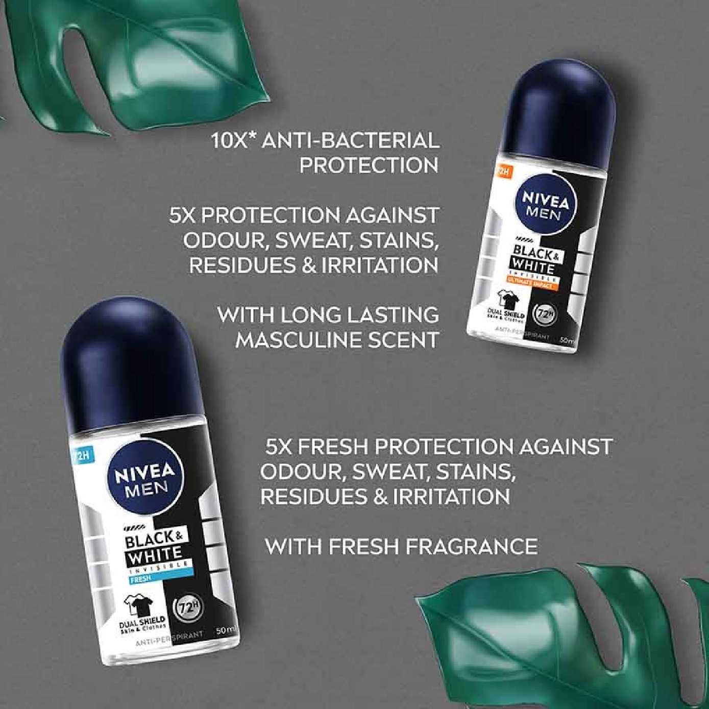 Deo (M) Roll-on Invisible Black White (Power) 50ml
