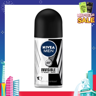 NIVEA Anti-Perspirant Invisible Long Lasting 48Hr Black and White Deodorant 50ml