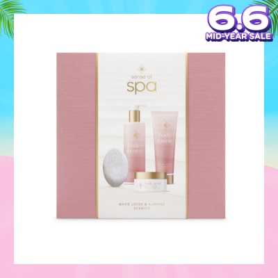 WATSONS Sense Of Spa White Lotus & Almond Bath & Body Care Gift Packset consists Bath & Shower Gel 180ml + Body Lotion 120ml + Body Scrub 80ml + Pumice Stone 1s