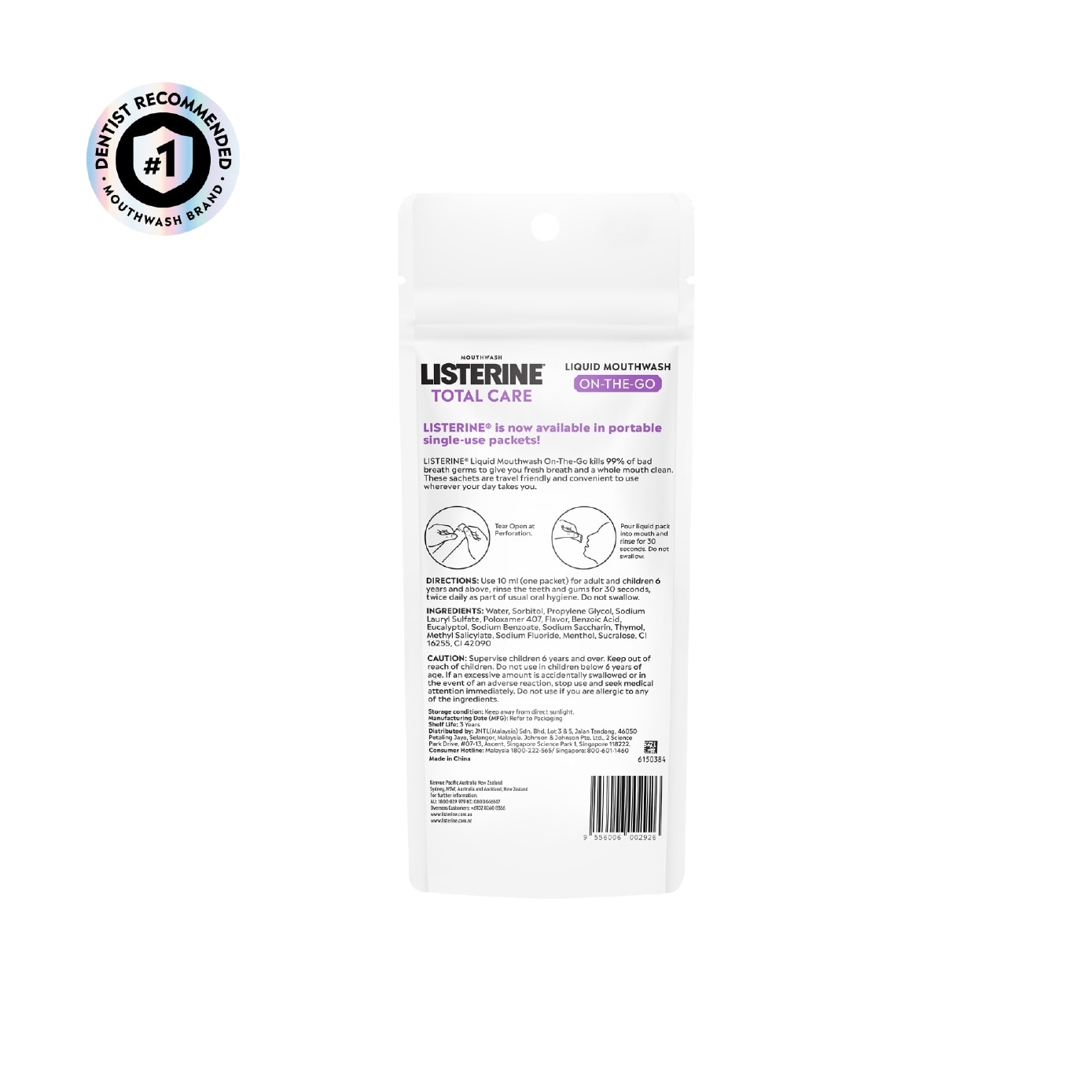 Total Care Zero Liquid Mouthwash On The Go Sachet 10ml x 6s image