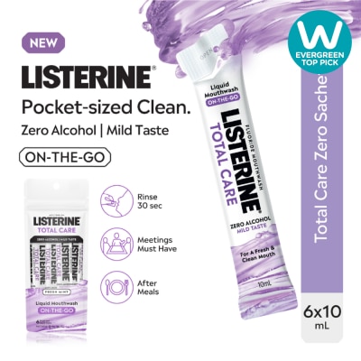 LISTERINE Total Care Zero Liquid Mouthwash On The Go Sachet 10ml x 6s image