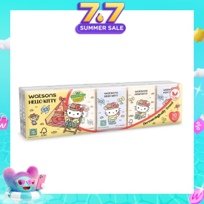 WATSONS - Hello Kitty 3ply Velvety Soft Mini Hankies (Ultra Soft + Dermatologically Tested) 10s x 10 Packs