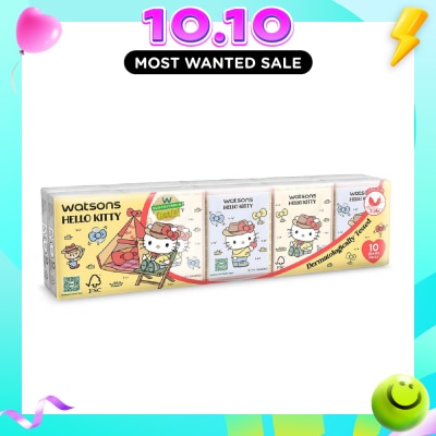 WATSONS Hello Kitty 3ply Velvety Soft Mini Hankies (Ultra Soft + Dermatologically Tested) 10s x 10 Packs image