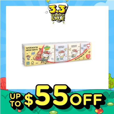 WATSONS [CNY] Hello Kitty 3ply Velvety Soft Mini Hankies (Ultra Soft + Dermatologically Tested) 10s x 10 Packs