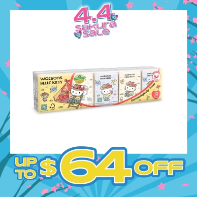 WATSONS - Hello Kitty 3ply Velvety Soft Mini Hankies (Ultra Soft + Dermatologically Tested) 10s x 10 Packs