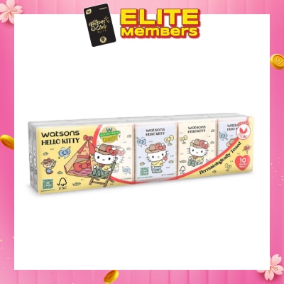 WATSONS [CNY] Hello Kitty 3ply Velvety Soft Mini Hankies (Ultra Soft + Dermatologically Tested) 10s x 10 Packs
