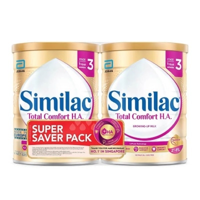 SIMILAC Total Comfort H.A. Growing Up Milk Stage 3 (For 1yr old onwards) 820g Packset 820g x 2s