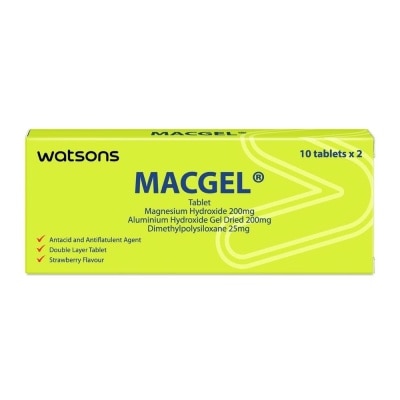 WATSONS Macgel Tablets Strawberry Flavour (Helps with Digestion Peptic and Duodenal Ulcer Inflammation of Gastritis) 20s