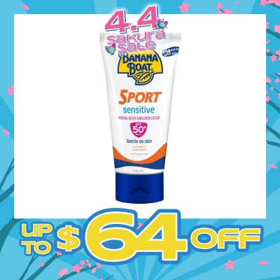 BANANA BOAT - Sport Sensitive Mineral Based Sunscreen Lotion SPF50+PA++++ (Gentle On Skin & Very Water & Sweat Resistant) 90ml
