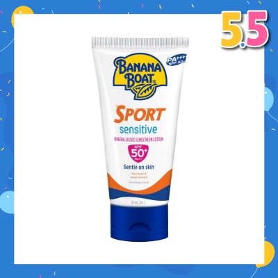 BANANA BOAT Sport Sensitive Mineral Based Sunscreen Lotion SPF50+PA++++ (Gentle On Skin & Very Water & Sweat Resistant) 90ml