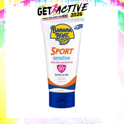 BANANA BOAT - Sport Sensitive Mineral Based Sunscreen Lotion SPF50+PA++++ (Gentle On Skin & Very Water & Sweat Resistant) 90ml image