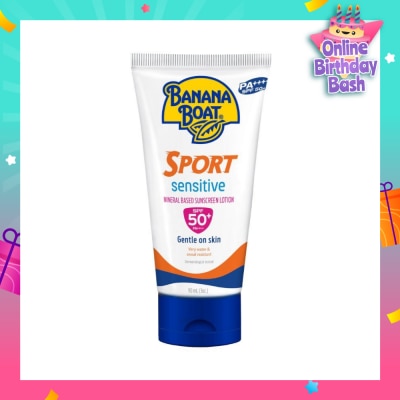 BANANA BOAT Sport Sensitive Mineral Based Sunscreen Lotion SPF50+PA++++ (Gentle On Skin & Very Water & Sweat Resistant) 90ml