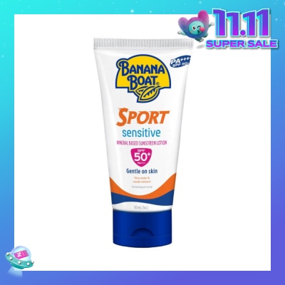 BANANA BOAT Sport Sensitive Mineral Based Sunscreen Lotion SPF50+PA++++ (Gentle On Skin & Very Water & Sweat Resistant) 90ml