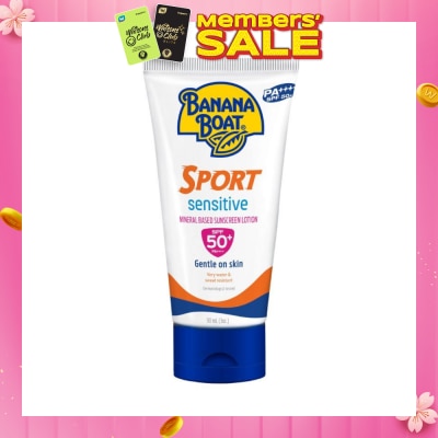 BANANA BOAT Sport Sensitive Mineral Based Sunscreen Lotion SPF50+PA++++ (Gentle On Skin & Very Water & Sweat Resistant) 90ml