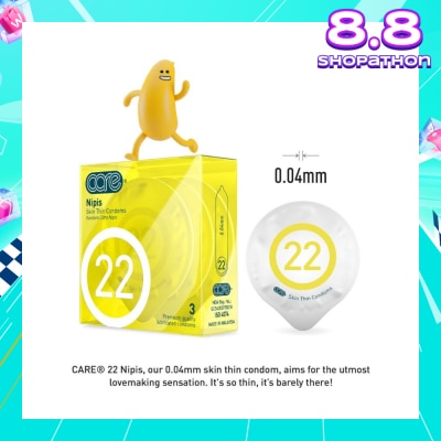 CARE 22 Nipis Skin Thin Condoms 3s