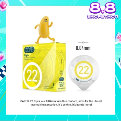 CARE 22 Nipis Skin Thin Condoms 3s