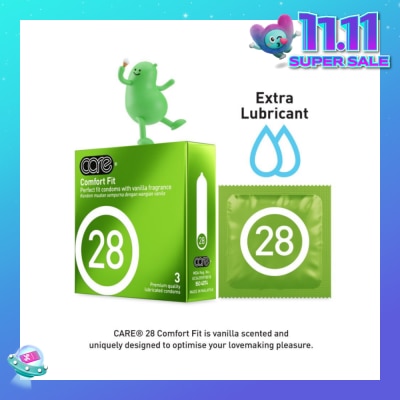 CARE 28 Comfort Fit Vanilla Fragrance Condom (With Extra Lubricant) 3s