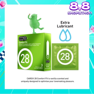 CARE 28 Comfort Fit Vanilla Fragrance Condom (With Extra Lubricant) 3s