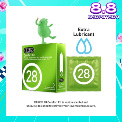 CARE 28 Comfort Fit Vanilla Fragrance Condom (With Extra Lubricant) 3s