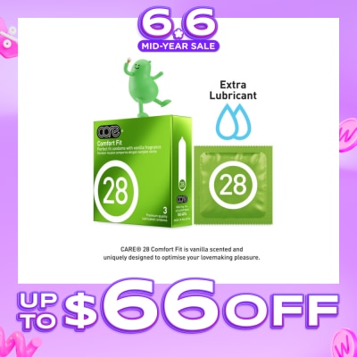 CARE - 28 Comfort Fit Vanilla Fragrance Condom (With Extra Lubricant) 3s