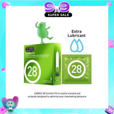 CARE - 28 Comfort Fit Vanilla Fragrance Condom (With Extra Lubricant) 3s image