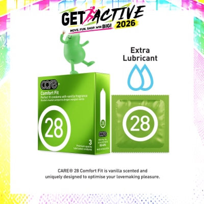 CARE - 28 Comfort Fit Vanilla Fragrance Condom (With Extra Lubricant) 3s image