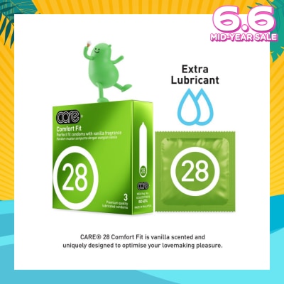 CARE 28 Comfort Fit Vanilla Fragrance Condom (With Extra Lubricant) 3s