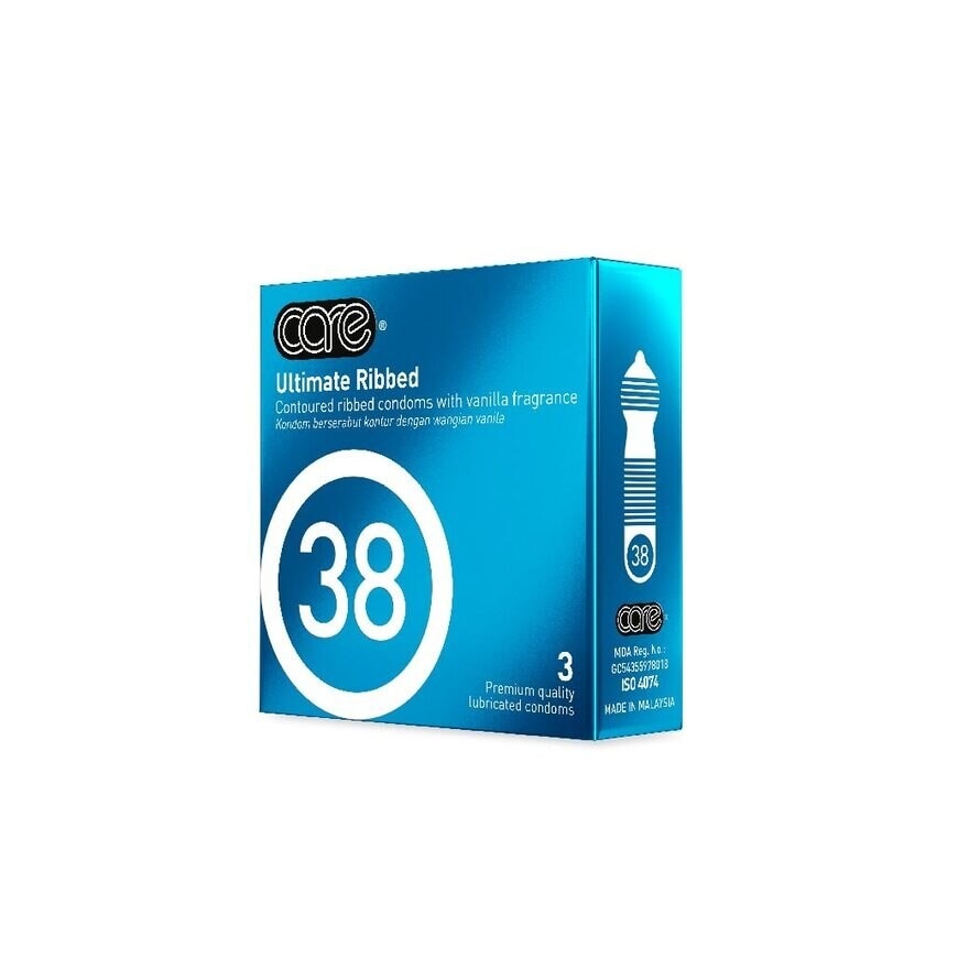 38 Ultimate Ribbed Vanilla Fragrance Condom (With Extra Lubricant) 3s