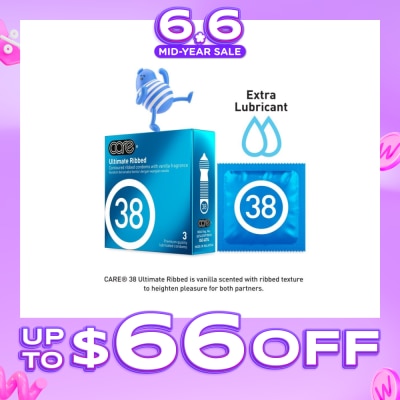 CARE - 38 Ultimate Ribbed Vanilla Fragrance Condom (With Extra Lubricant) 3s