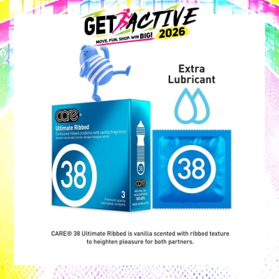 CARE - 38 Ultimate Ribbed Vanilla Fragrance Condom (With Extra Lubricant) 3s image