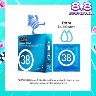 CARE 38 Ultimate Ribbed Vanilla Fragrance Condom (With Extra Lubricant) 3s
