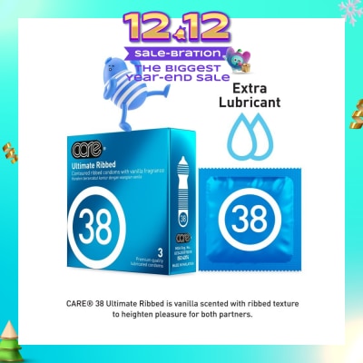 CARE 38 Ultimate Ribbed Vanilla Fragrance Condom (With Extra Lubricant) 3s