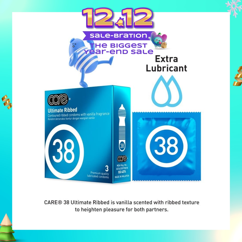 38 Ultimate Ribbed Vanilla Fragrance Condom (With Extra Lubricant) 3s