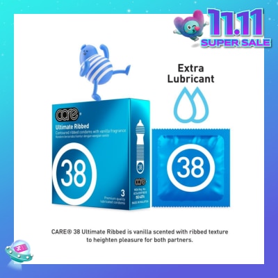 CARE 38 Ultimate Ribbed Vanilla Fragrance Condom (With Extra Lubricant) 3s