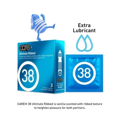 CARE 38 Ultimate Ribbed Vanilla Fragrance Condom (With Extra Lubricant) 3s