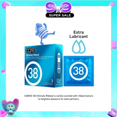 CARE - 38 Ultimate Ribbed Vanilla Fragrance Condom (With Extra Lubricant) 3s image