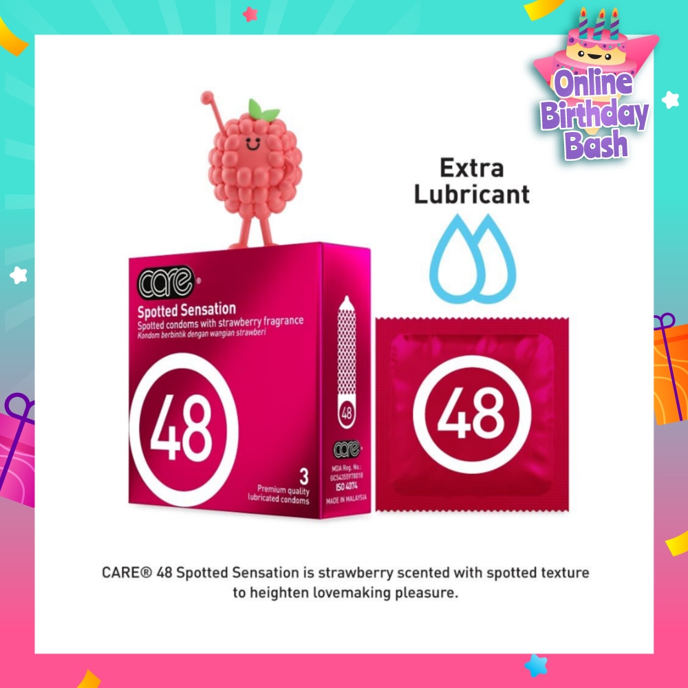 48 Spotted Sensation Strawberry Fragrance Condom (With Extra Lubricant) 3s