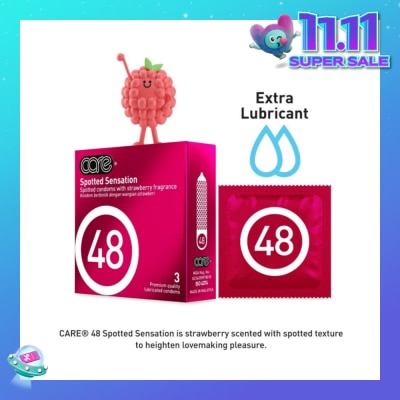 CARE 48 Spotted Sensation Strawberry Fragrance Condom (With Extra Lubricant) 3s