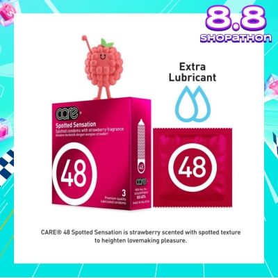CARE 48 Spotted Sensation Strawberry Fragrance Condom (With Extra Lubricant) 3s