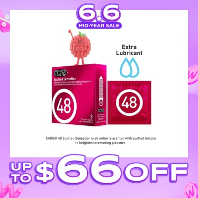 CARE - 48 Spotted Sensation Strawberry Fragrance Condom (With Extra Lubricant) 3s